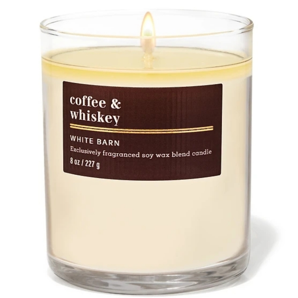 Bath Body Works White Barn Coffee & Whiskey Single Wick Candle 8oz NEW